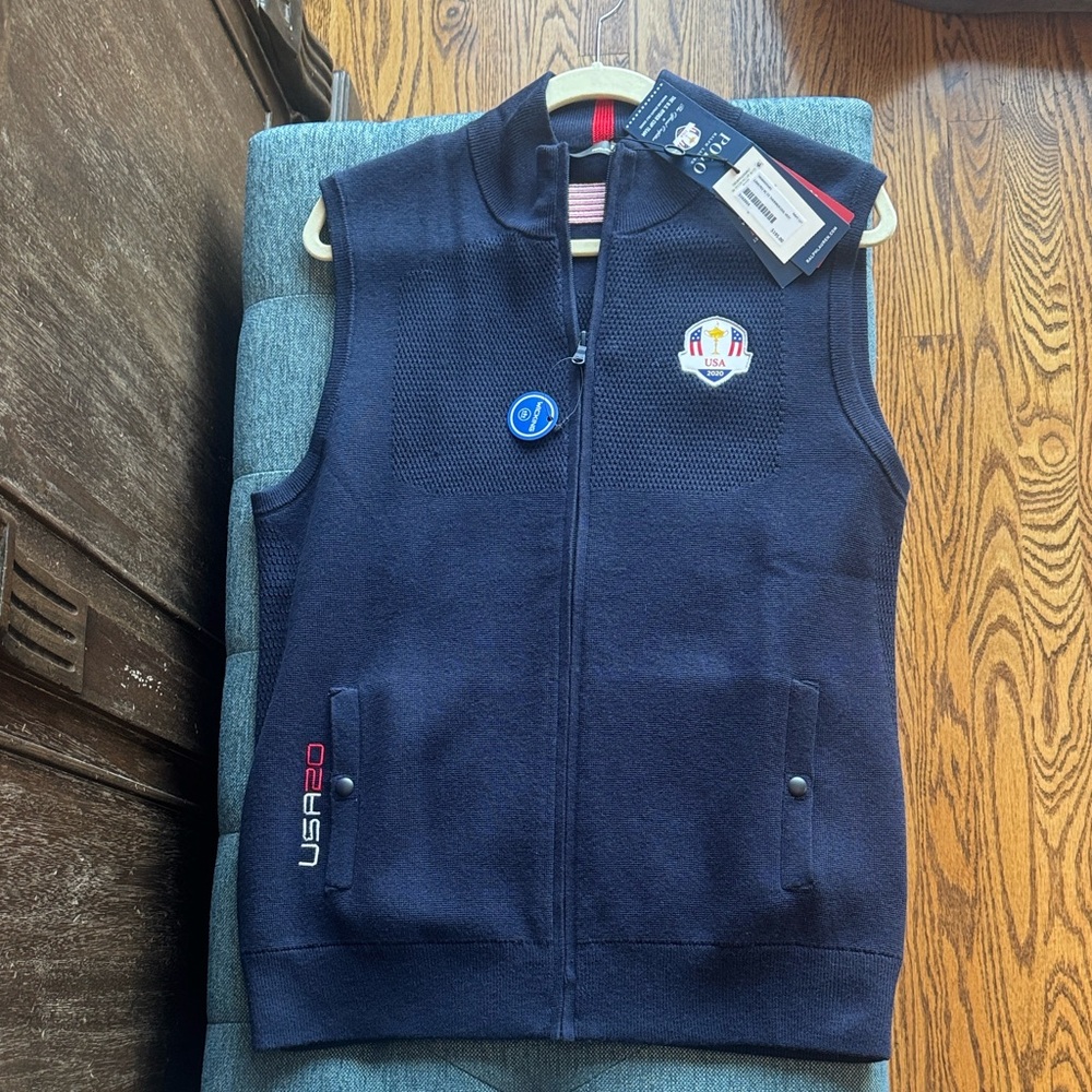 Ralph Lauren Navy USA Ryder Cup 2020 Golf Vest Sz Large New w Tags!